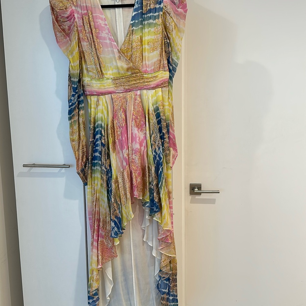 hemant&nandita rainbow high low dress